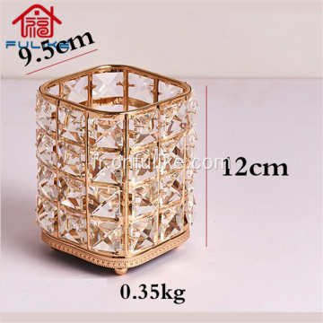 Boîte de rangement pour porte-cosmétiques en cristal doré Bling